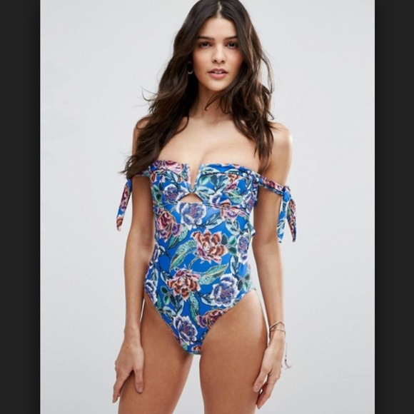 ASOS Other - ASOS Tapestry Print Bardot Swimsuit Fuller Bust